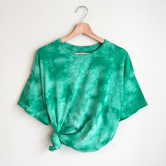 New Green Tie Dye Short Sleeve T Shirt Size XL Crewneck Casual Comfy Gildan Tee - Picture 2 of 5